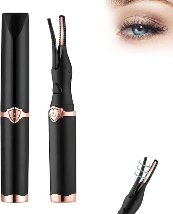 Heated Eyelash Curler for Women, Heated Eyelash Curlers, 2 in 1 Clip-Type Eyelash Curler, Electric Eyelash Curler with USB Rechargeable,Fast Heat up in 8s, 3 Heat Modes (Black)