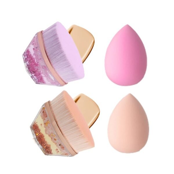 2 Pieces Foundation Brushes,2 Pieces Set of Makeup Sponges Petal Shape Soft Touch Makeup Brushes Suitable for Blending Liquid,Cream or Flawless Powder Cosmetics,Easy to Carry Make up Brush