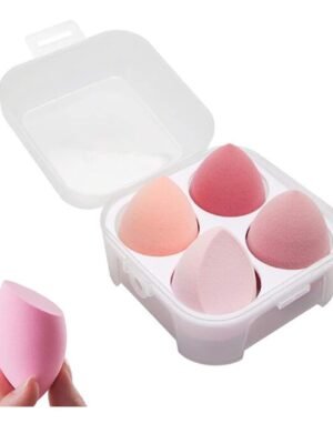 4 Pcs Dry and Wet Use Makeup Sponge Set Blender Beauty Foundation Blending Sponge for Liquid, Cream, and Powder with Egg Sponge Blending Holder Box