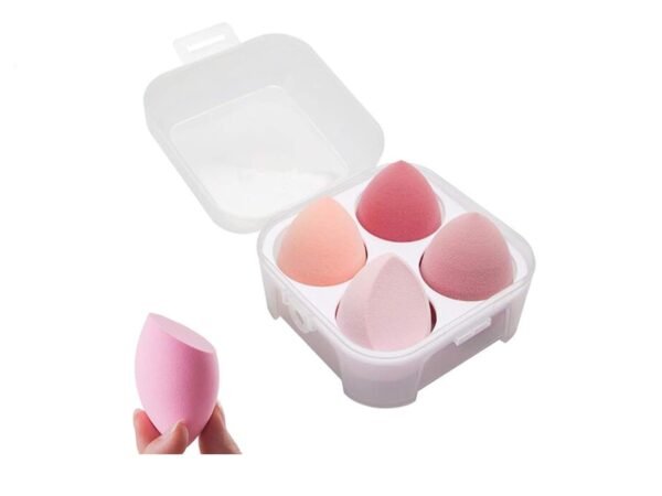 4 Pcs Dry and Wet Use Makeup Sponge Set Blender Beauty Foundation Blending Sponge for Liquid, Cream, and Powder with Egg Sponge Blending Holder Box