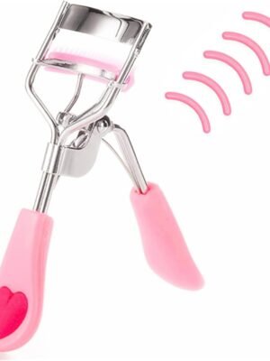 Stainless Steel Eyelash Curler with Built-in Comb Pinch Pain-Free Suitable for Any Eye Shapes and Sizes, with 5 Silicone Refill Pads (Light Pink)