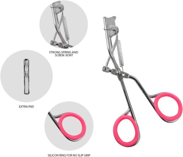 Professional Eyelash Curler with Non Slip Grip & Extra Silicone Pad