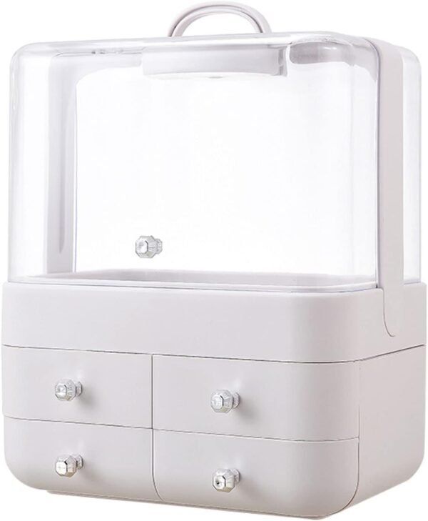 Makeup Organizer Cosmetic Storage Boxes Portable Display Case with 4 Drawers Skin Care Organizers Great for Bathroom Countertop Bedroom Dresser (Color : Gold) (Silver)