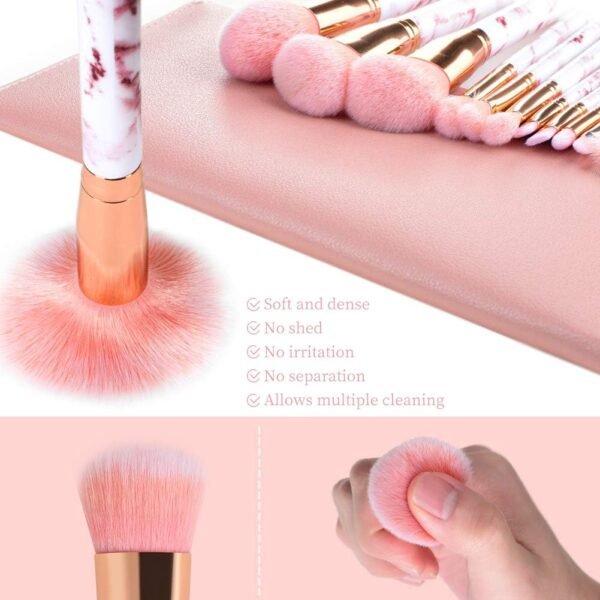 Makeup Brush Set, Professional 12Pcs Pink Marble Makeup Brushes with Foundation Eyeshadow Blush Concealer make up brushes Make Up Bag and