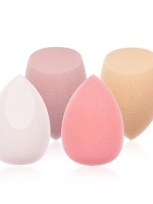 (Pink)4 Pcs Makeup Sponges Blender Set,Cosmetics Beauty Sponges with holder box for Foundation Blender,Powder,Liquid and Cream,Dry&Wet Use Makeup Egg Sponge