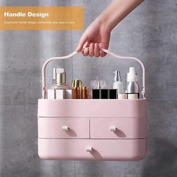 Jewelry Container Portable Skincare Organizers -Mirror- Multi-Function Make Up Case Dustproof Cosmetic Storage Box Jewelry Storage Box