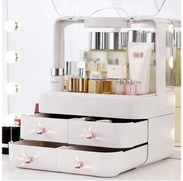 Makeup Organizer Cosmetic Storage Boxes Portable Display Case with 4 Drawers Skin Care Organizers Great for Bathroom Countertop Bedroom Dresser (Color : Gold) (Silver)