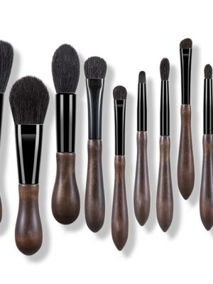 Natural Goat Hair Make up Brushes Set Professional, Makeup Artists' Premium Beauty Real Soft Makeup Brushes, Ultra Natural Bristle Cosmetic Brushes, Portable Small Travel Natural Makeup Brushes