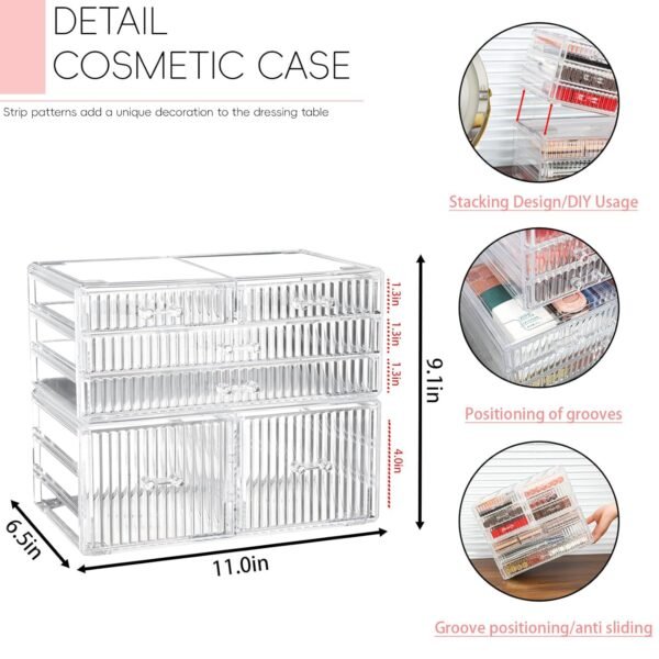 2 Pack Clear Plastic Makeup Organizer With 6 Drawers,Stackable Acrylic Drawers for Vanity Counter, Makeup Storage Organizer for Bathroom,Medicine,Accessory,Beauty Supplies Containers