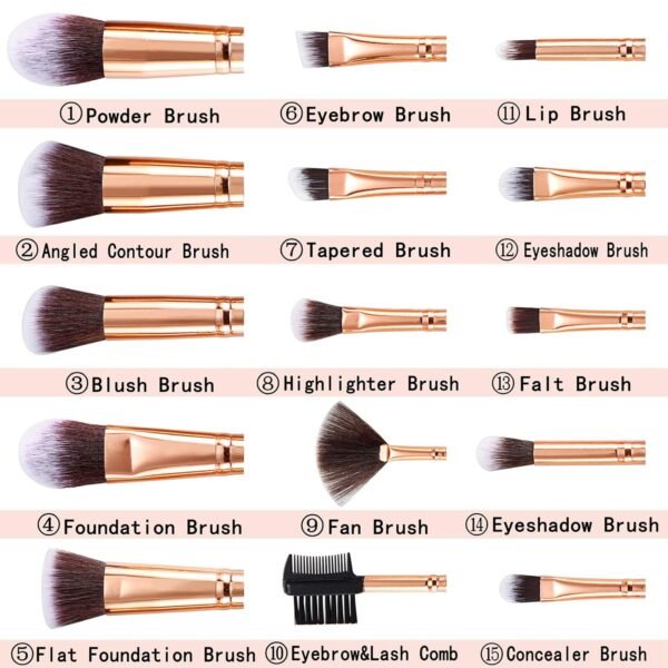 Makeup Brushes  15PCs Marble Makeup Brush Set Premium Synthetic  Powder Blush Contour Foundation Concealer Eyeshadow Brushes with Makeup Sponge Make up Tool A Grey