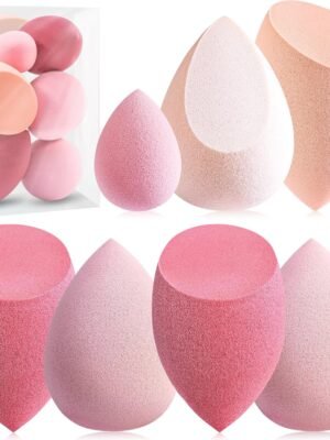 Makeup Sponge Set  Blender Sponges 7 Pcs for Liquid, Cream, and Powder, Latex Free, Multi colored Beauty Sponges with 1 Mini Sponge, Stocking Stuffers and Christmas Pink Gifts for Women